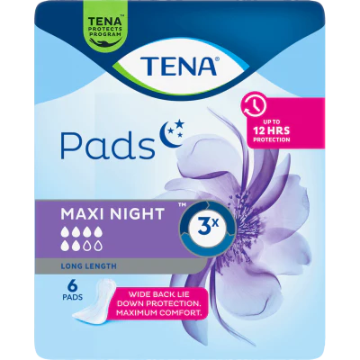 Tena Maxi Night Long Length Pads 6pk