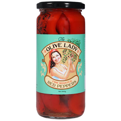 The Olive Lady Fire Roasted Red Peppers 465g