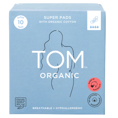 Tom Organic Organic Super Pads With Wings 10pk