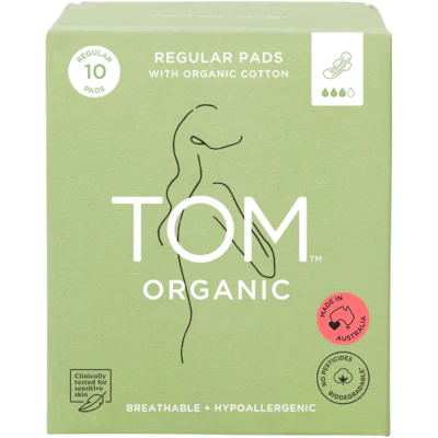 Tom Organic Regular Pads With Wings 10pk