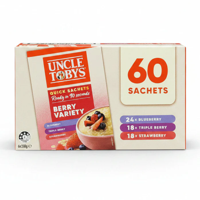 Uncle Tobys Quick Sachets Berry Variety 60 x 35g