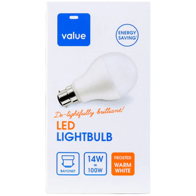 Value Led 14W Frosted Warm White Bayonet Bulb 1pk