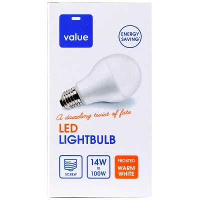 Value Led 14W Frosted Warm White Bulb 1pk