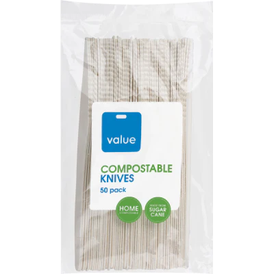 Value Sugarcane Compostable Knives 50pk