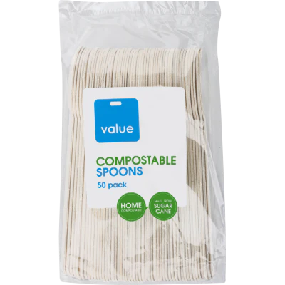 Value Sugarcane Compostable Spoons 50pk