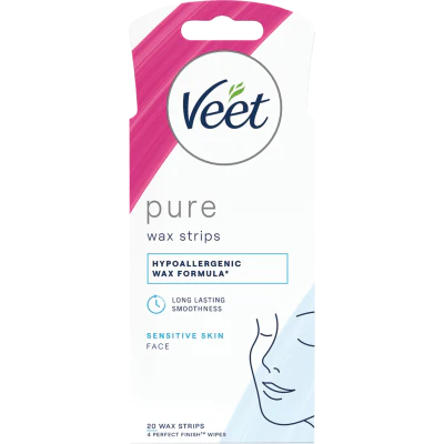 Veet Pure Cold Wax Strips Face Hair Removal 20pk