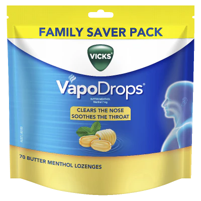 Vicks VapoDrops Butter Menthol Lozenges 70pk