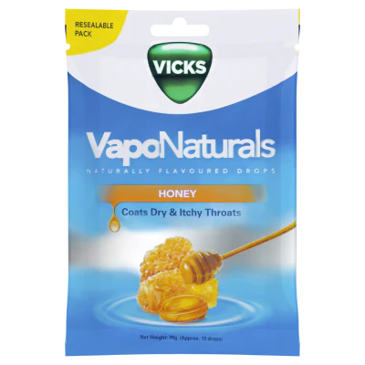 Vicks VapoNaturals Honey Throat Drops 70g