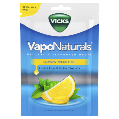 Vicks VapoNaturals Lemon Menthol Throat Drops 70g