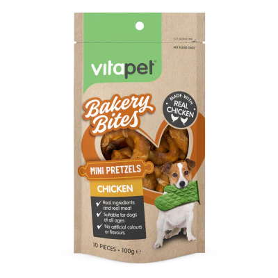 VitaPet Bakery Bites Chicken Mini Pretzel Dog Treats 100g