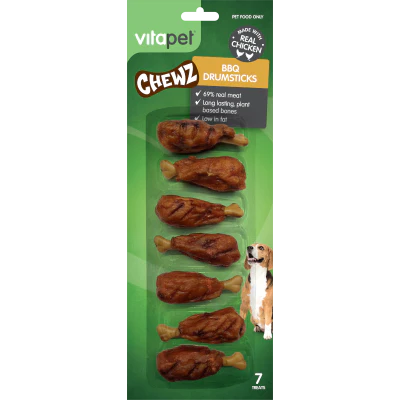 VitaPet BBQ Chicken Drumsticks Chews Pet Treat 7pk