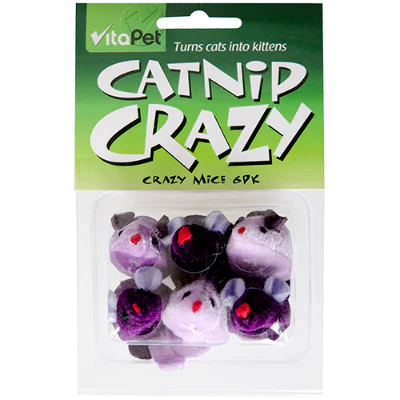 VitaPet Catnip Crazy Mice Cat Toy 6pk