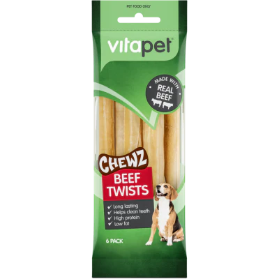 VitaPet Chewz Beef Twists Dog Treats 6pk