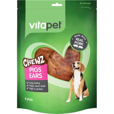 VitaPet Chewz Pig Ears Dog Treats 6pk