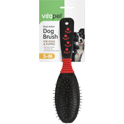 VitaPet Dual Action Dog Brush Small/Medium 1pk