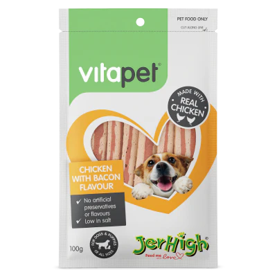 VitaPet Jerhigh Chicken With Bacon Flavour Dog Treats 100g