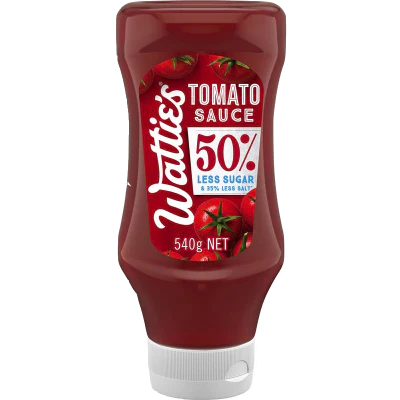 Wattie's 50% Less Sugar Tomato Sauce Upside Down 540g