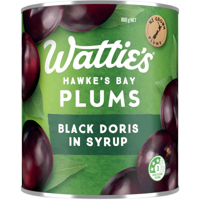 Wattie's Black Doris Plums In Syrup 850g