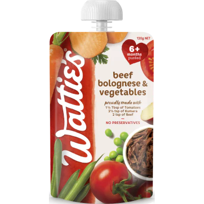 Wattie's For Baby Beef Bolognese & Vegetables 6+ Months Pureed 120g