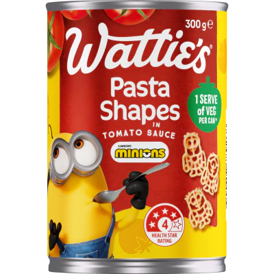 Wattie's Minion Shapes In Tomato Sauce Pasta Meals 300g