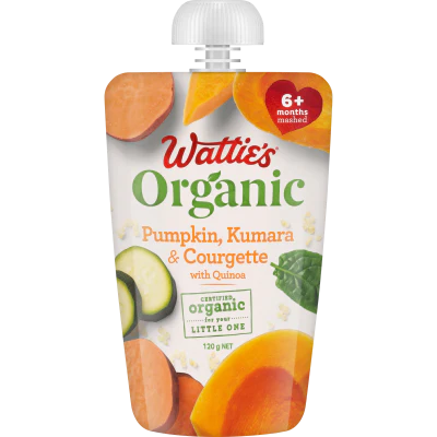 Wattie's Organic Pumpkin Kumara & Courgette With Quinoa 6+ Months Pureed 120g