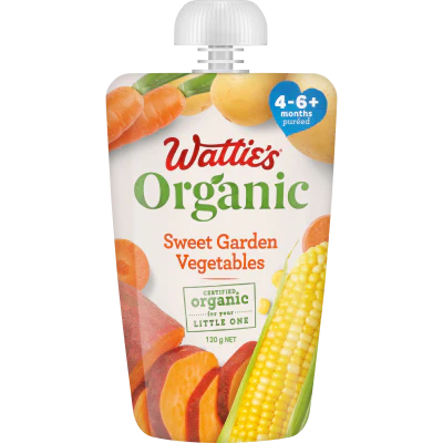 Wattie's Organic Sweet Garden Vegetables 4-6+ Months Pureed 120g