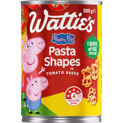 Wattie's Peppa Pig Shapes In Tomato Sauce Pasta Meals 300g