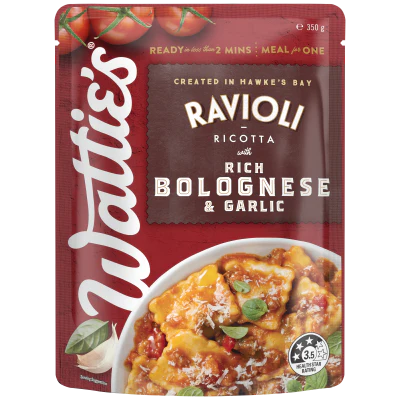 Wattie's Ricotta Bolognese & Garlic Ravioli Pasta Meal 350g