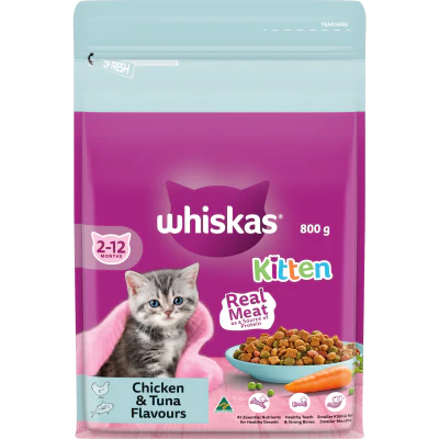 Whiskas Chicken & Tuna Flavours Kitten Dry Cat Food 800g