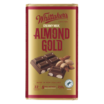 Whittaker's Almond Gold 33% Cocoa Milk Chocolate Block 250g