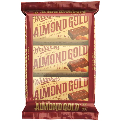 Whittaker's Almond Gold Milk Chocolate Bar 3 x 45g